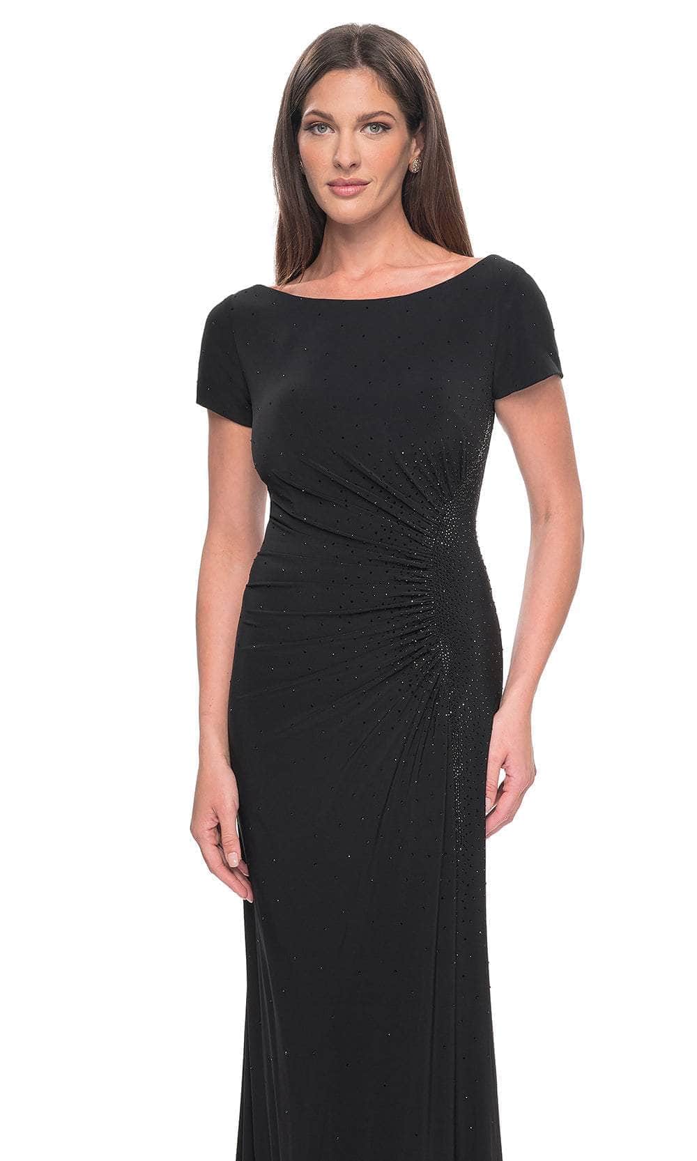 Short Sleeve Draped Evening Dress