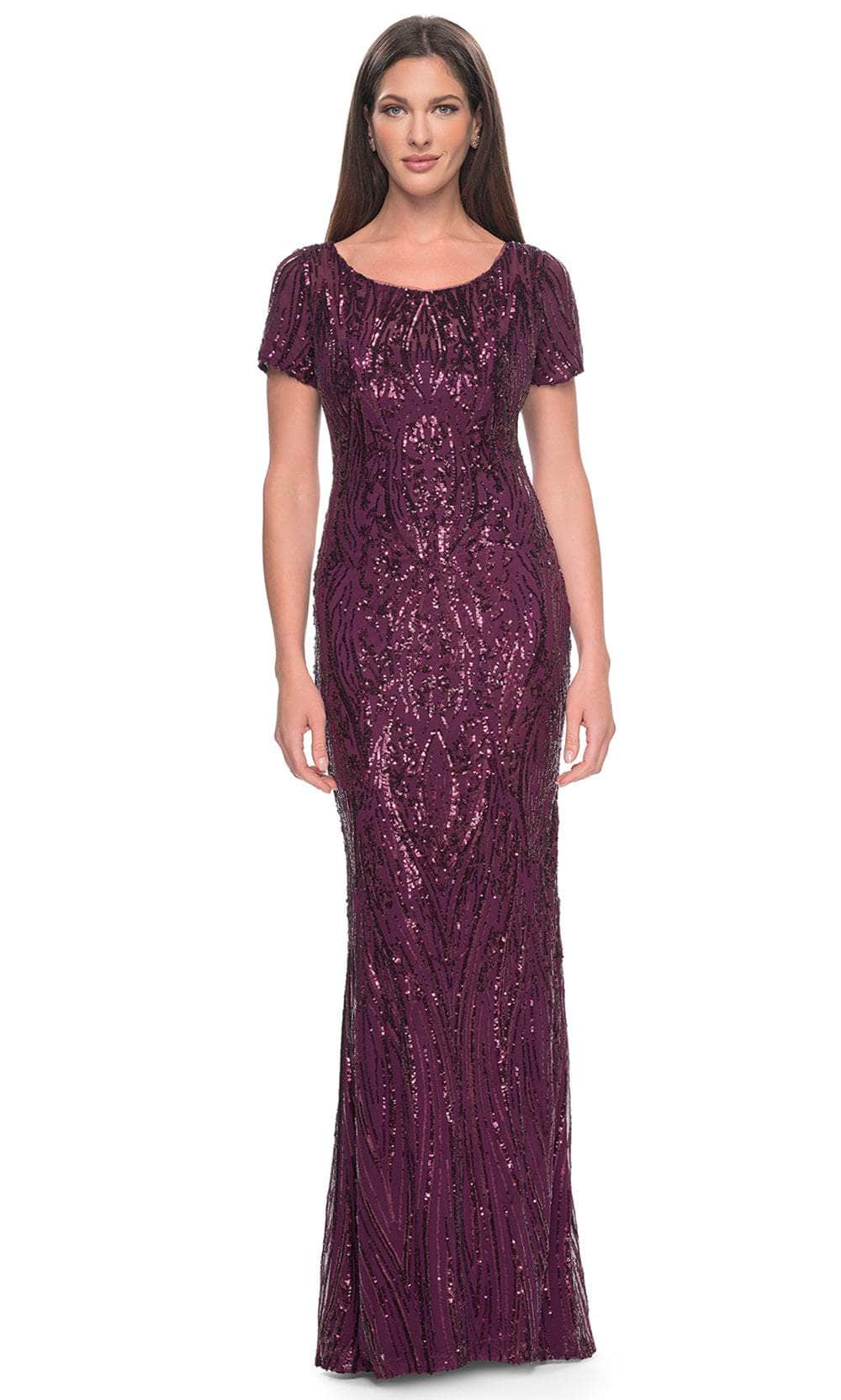 Scoop Neck Sequin Evening Dress