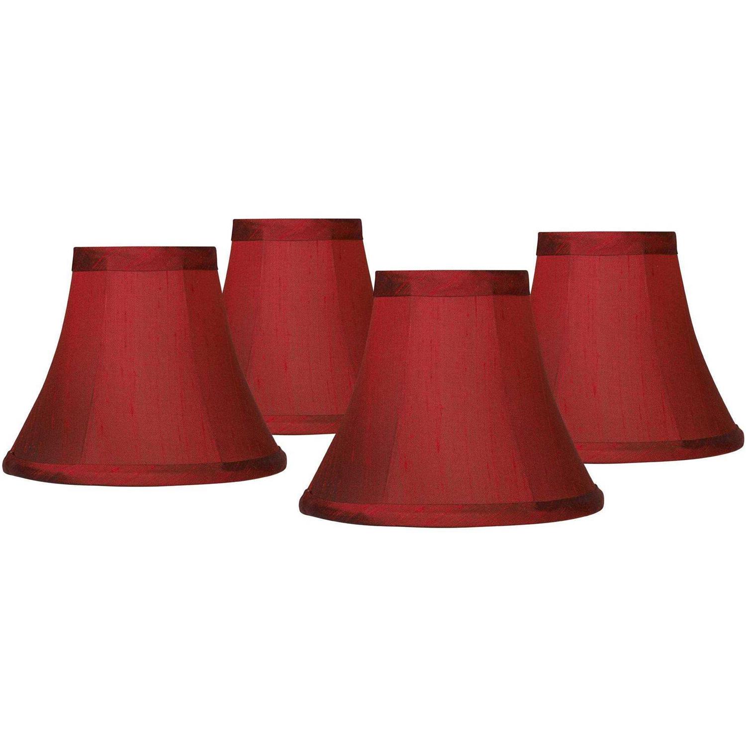 Springcrest Set Bell Lamp Shades Deep Red Faux Silk Small 3 Top x 6 Bottom x 5 High Candelabra Clip-On Fitting