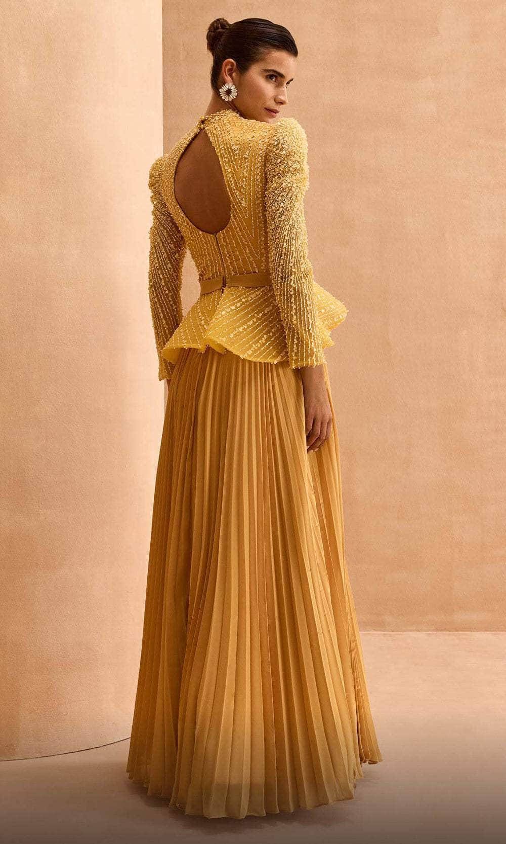 Beaded Peplum Evening Dress