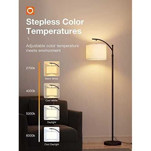 addlon Floor Lamp for Living Room with 3 Color Temperatures Standing Lamp with Linen lampshade for Bedroom