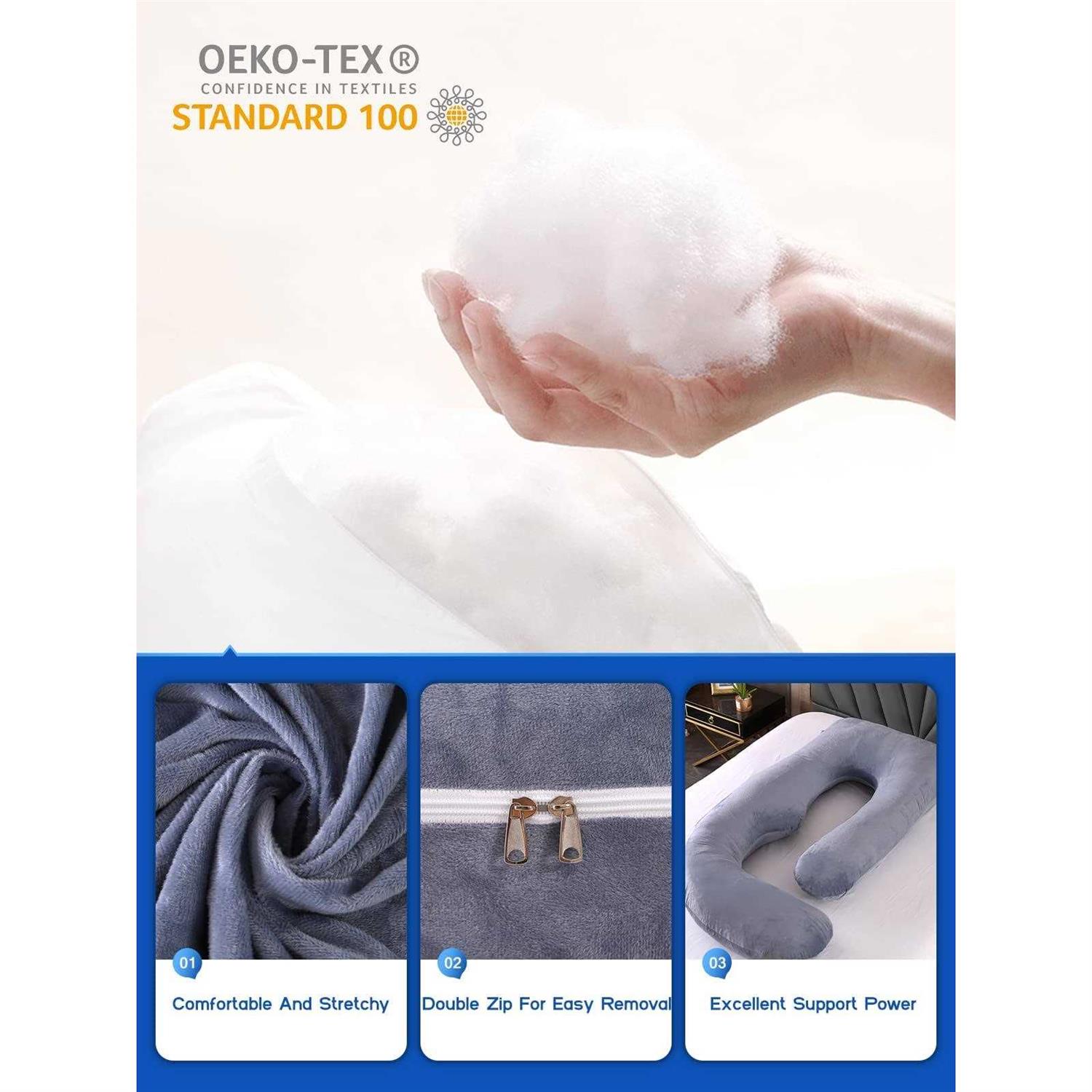 Wndy’s Dream 60 Pregnancy Pillow Velvet Cover, Side J Type Full-Body Pillow for Back, Legs and Belly Support