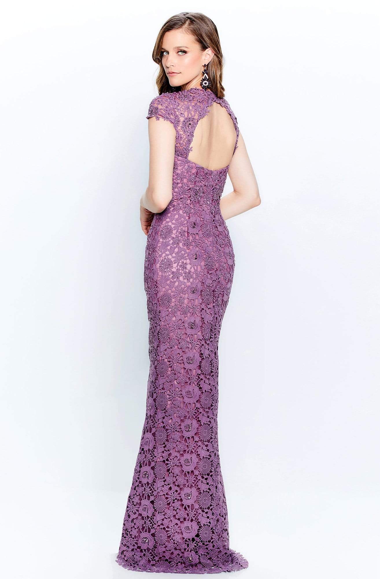 120912 Lace Plunging V-Neck Sheath Dress