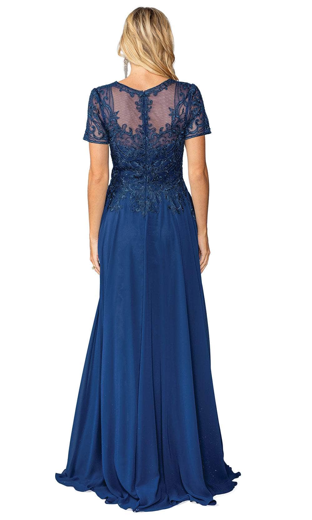 Short Sleeve Embroidered Prom Dress