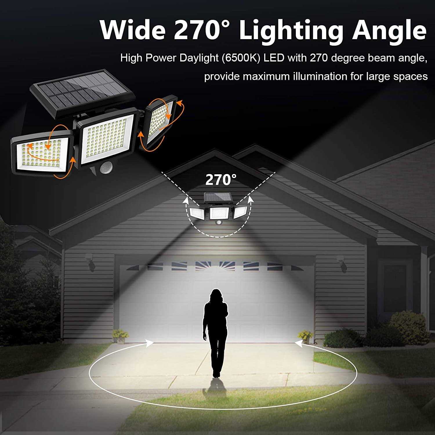 Szrsth Solar Lights Outdoor Waterproof Motion Sensor Security Lights with Wireless Remote Control