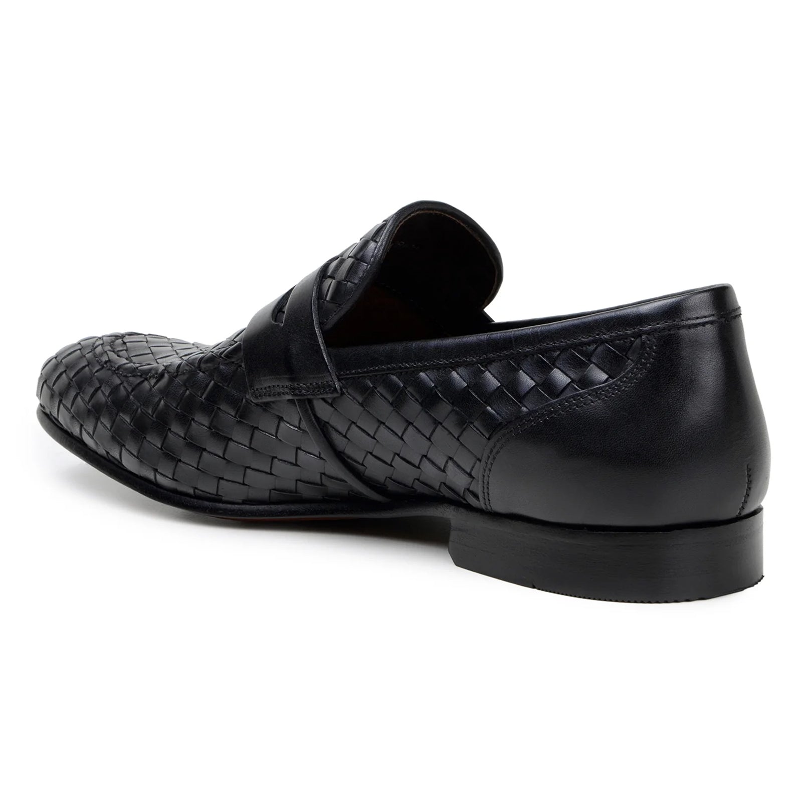 Men’s Belvedere Luca Italian Calf Leather Slip on Penny Loafer in Black