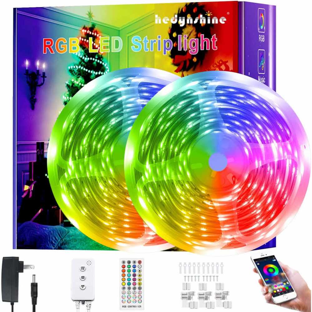 150ft LED Strip Lights, Hedynshine RGB Color Changing by 40key Remote and Phone