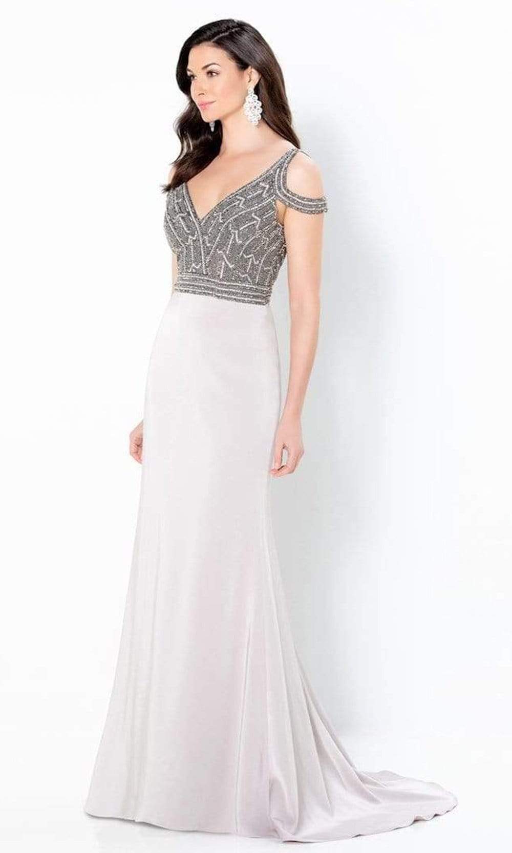 220951 Embellished V-Neck Gown