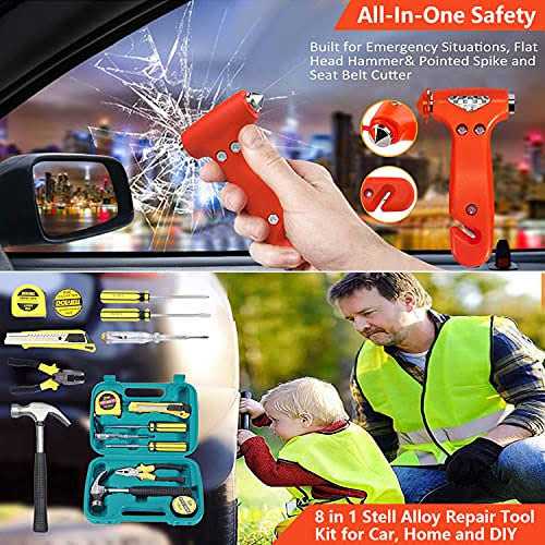 Beloskida Car Emergency Roadside Tool Kit with Jumper Cable Shovel,Auto Truck Vehicle Assistant Safety Kit Bag for Men Women with First Aid Kit