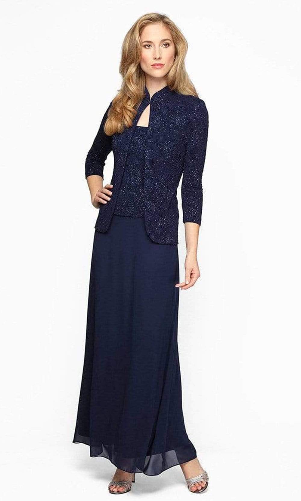 425053 Jacquard Knit Sheath Dress With Jacket