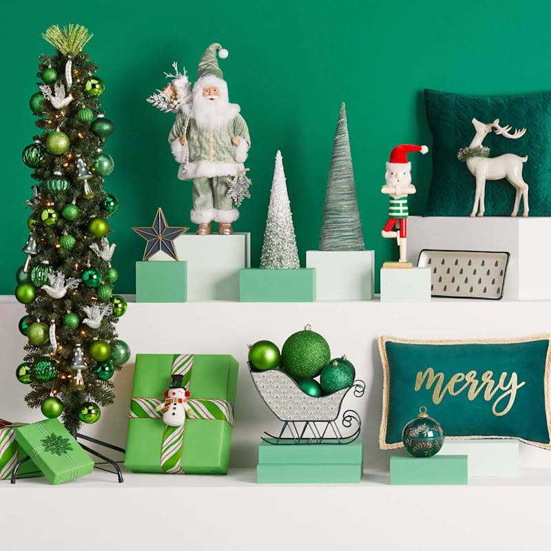 At Home 16-Count Bright Green Mix Shatterproof Ornaments