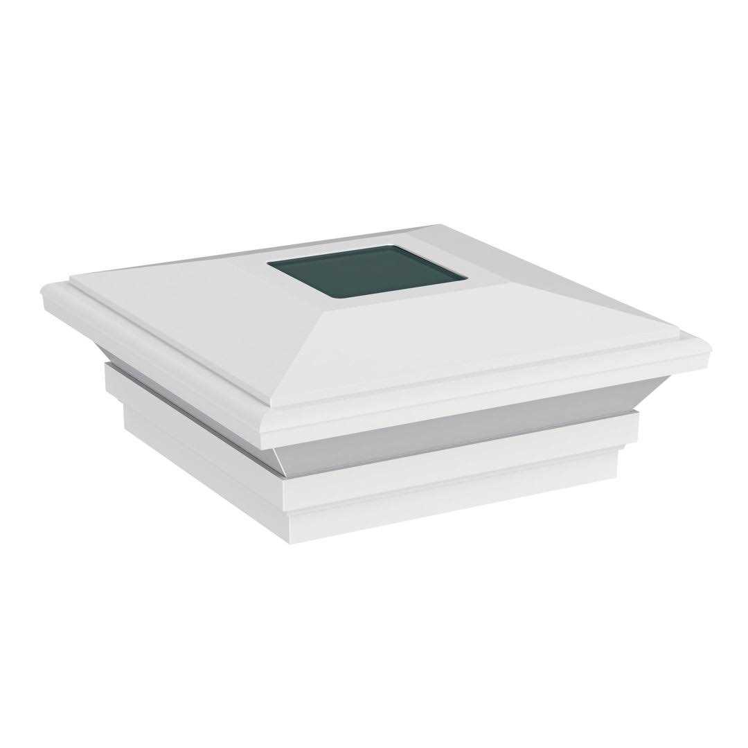 Barrette Outdoor Living 5 in. x 5 in. Vinyl Solar-Powered Contemporary Beveled Post Cap