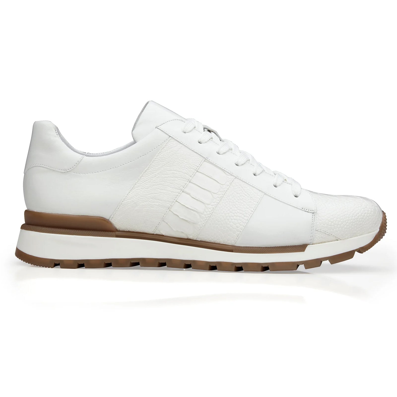 Men’s Belvedere Blake Calf & Ostrich Leg Dress Sneaker in White