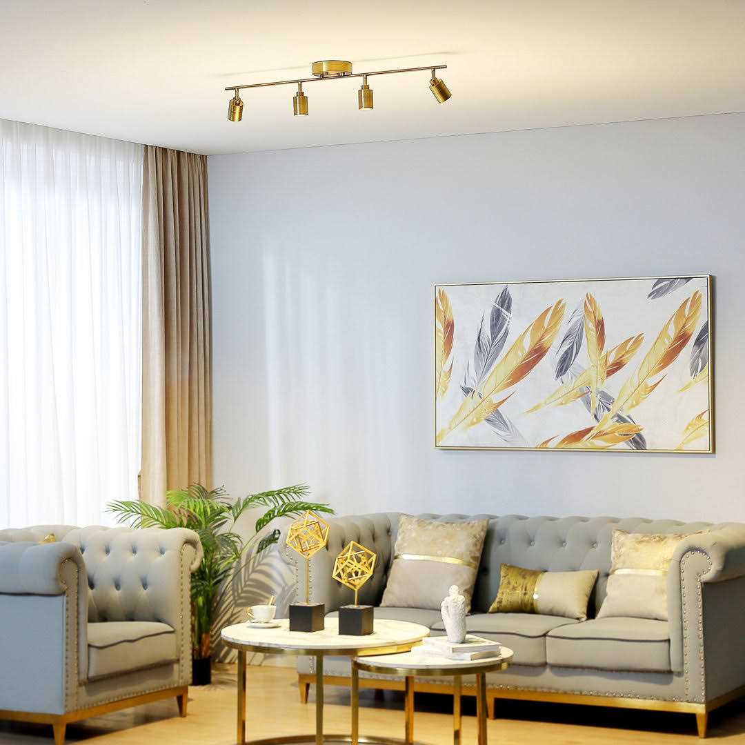 VidaLite Shura 4 ft Brushed Brass Integrated LED Fixed Track Lighting Kit 3000k