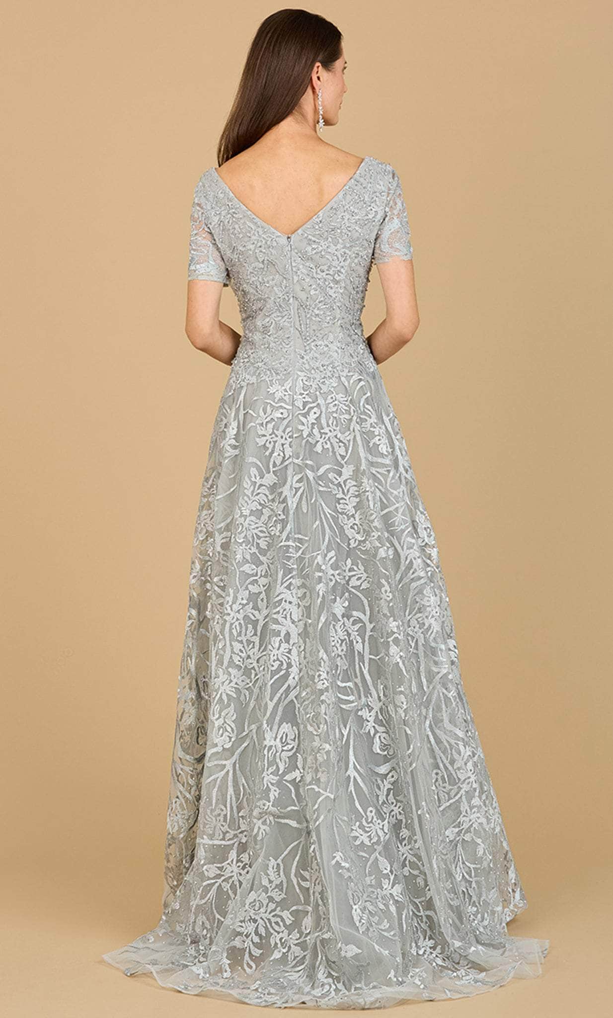 Short Sleeve A-Line Evening Gown