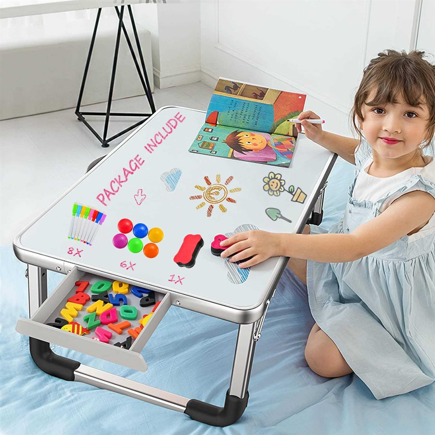 Laziiey Lap Desk Kids Dry Erase Board for Kids Art Table Foldable Play Table for Toddler Drawing Activity Homework