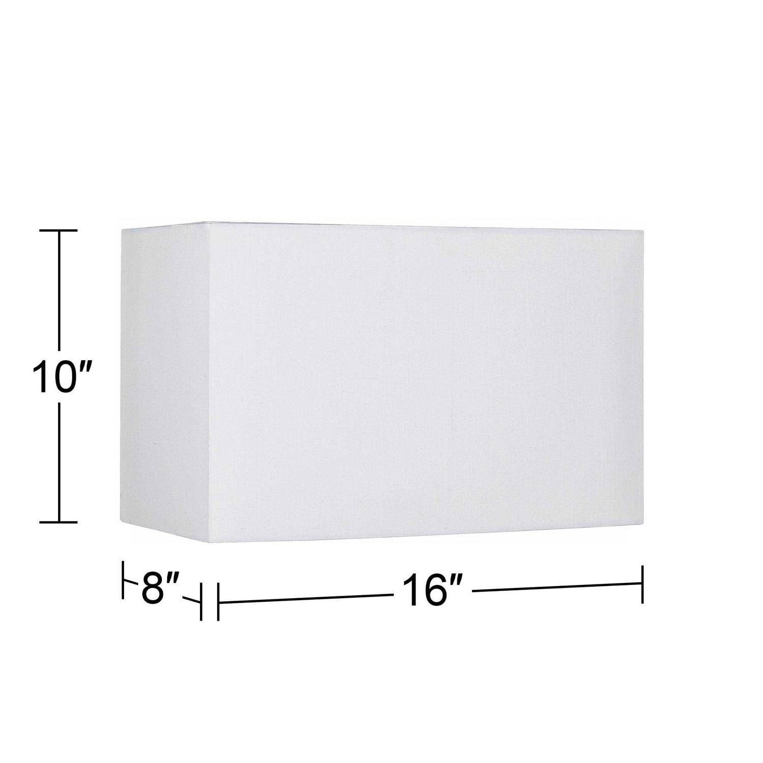 Springcrest Set of 2 White Medium Hardback Rectangular Lamp Shades 16 Wide x 8 Deep x 10 High Replacement with Harp and Finial