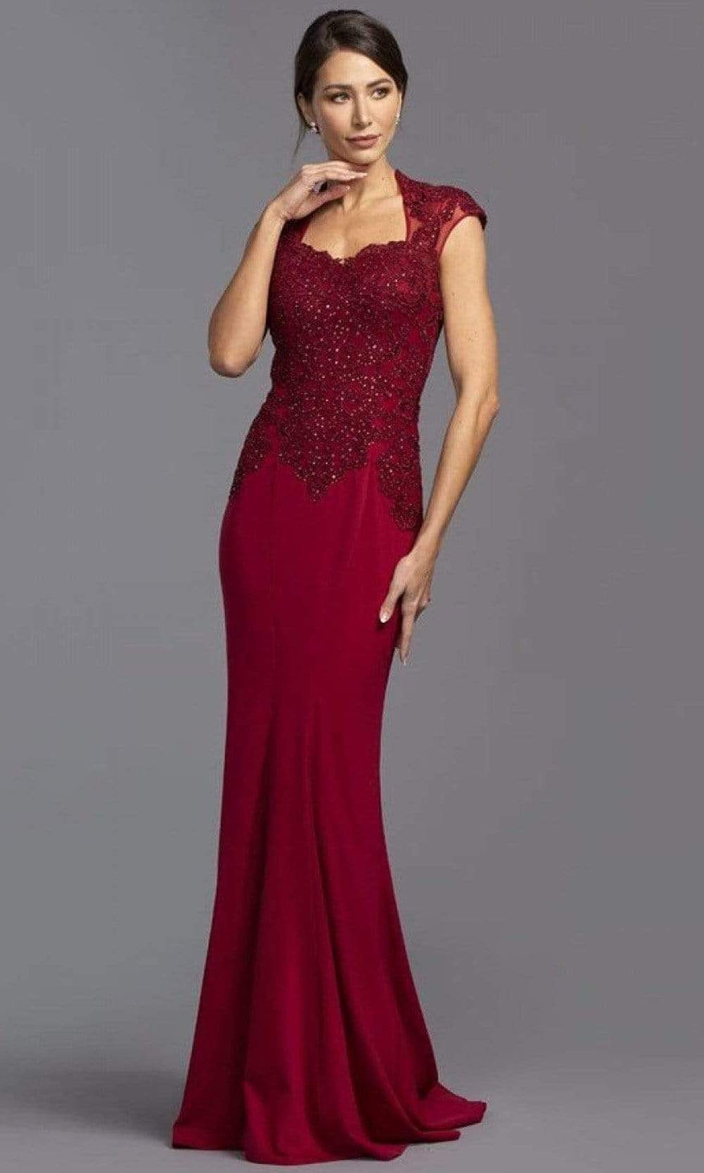 L2220 Cap Sleeves, Sweetheart Evening Dress