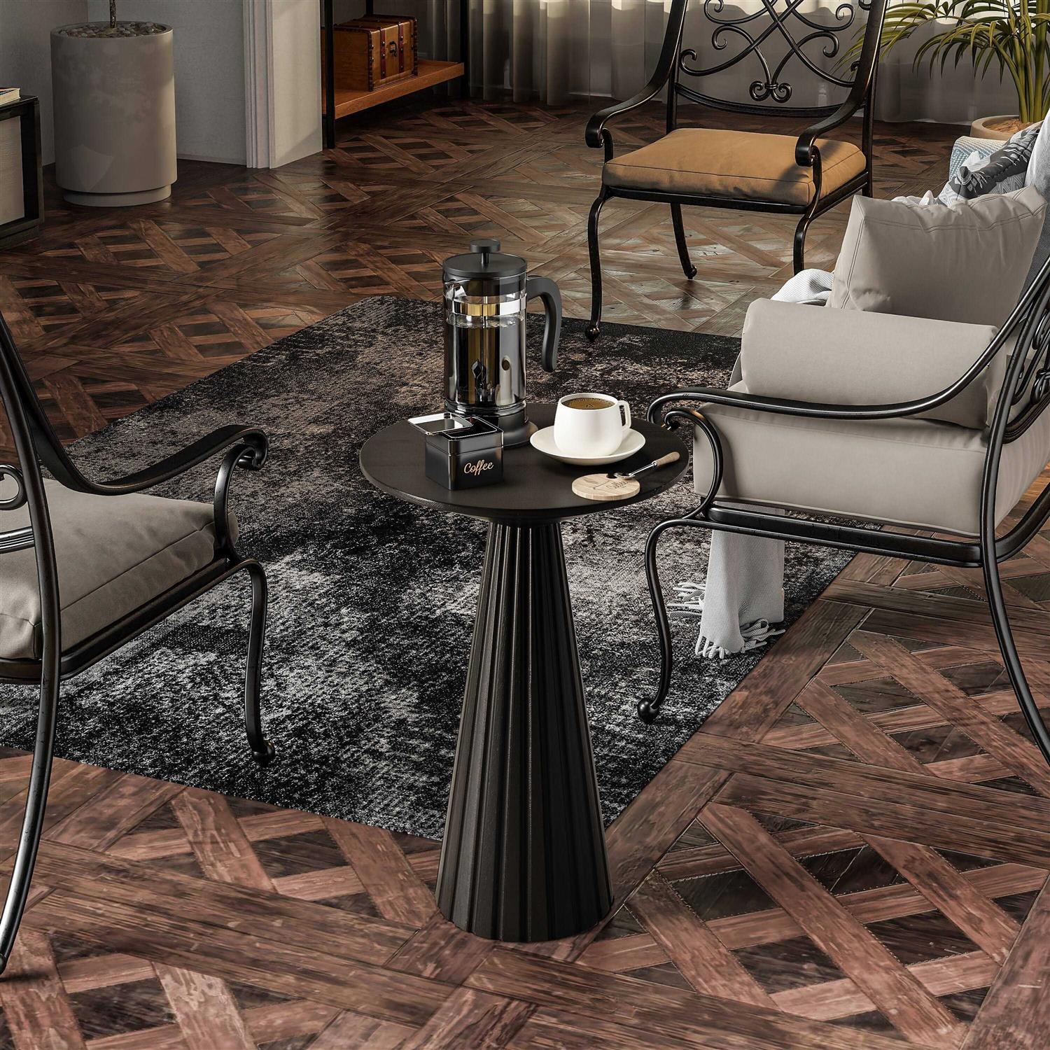 Cozayh Farmhouse Pedestal End Table Round Martini Table Wood Plant Stand Rustic Small Drink Table for Living Room