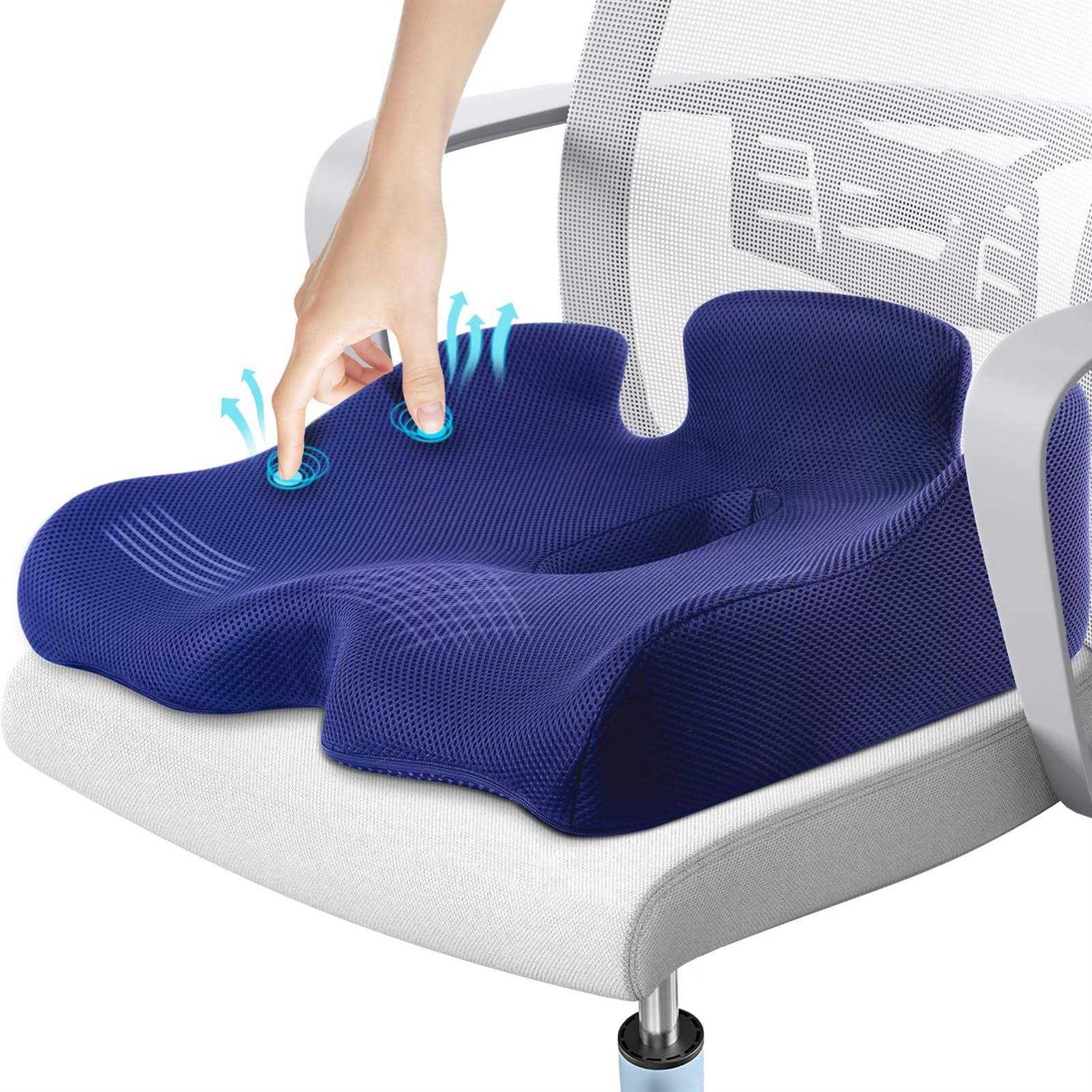 Benazcap X Large Memory Seat Cushion for Office Chair Sciatica & Back Pain Relief Memory Foam Firm Coccyx Pad for Car