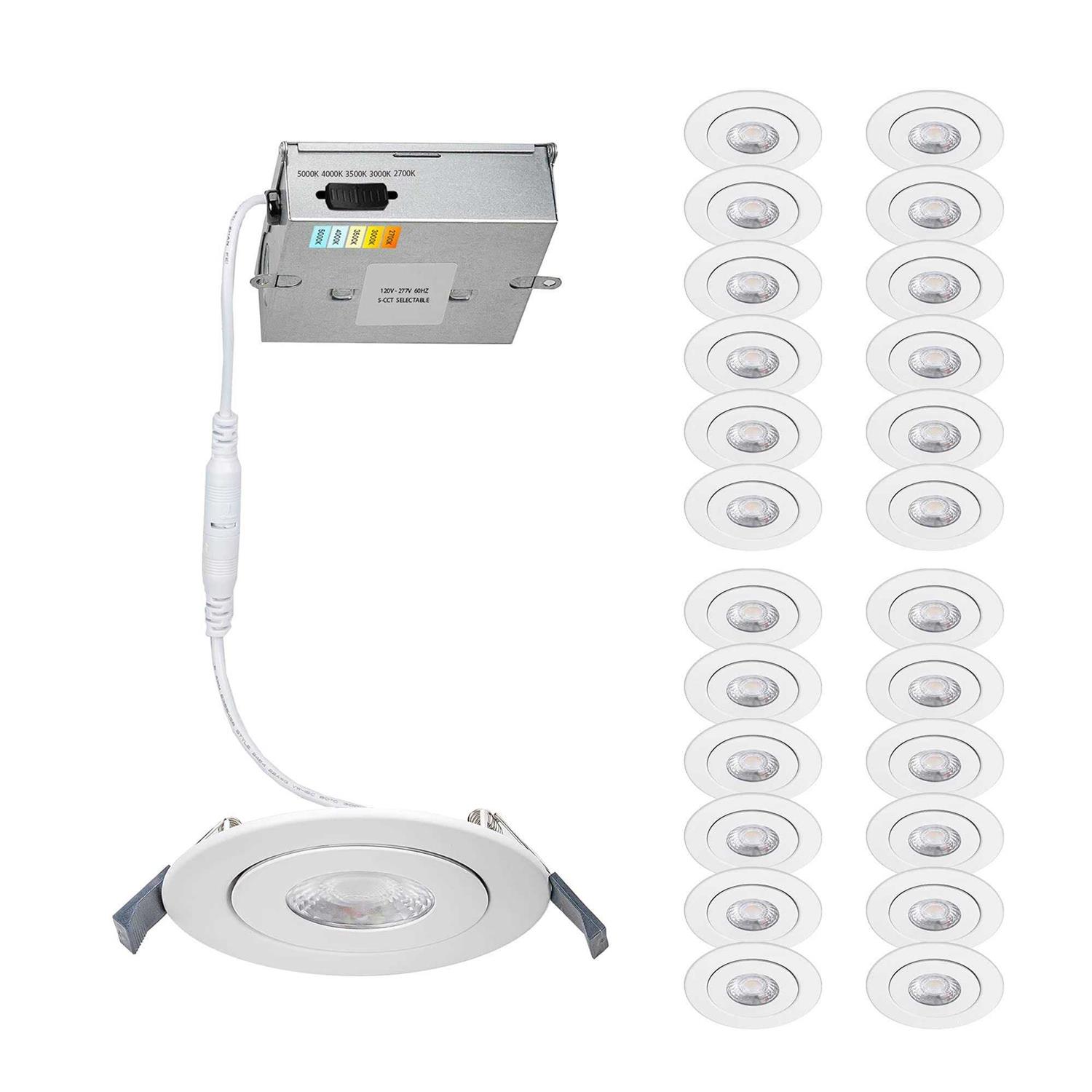 WAC Lighting Lotos Four in. LED Round Adjustable Recessed Light Kit R4ERAR-W9CS-WT