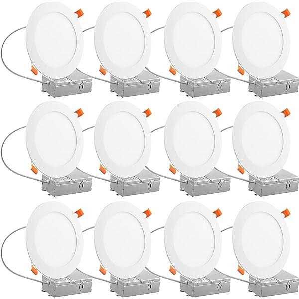 12 Pack recessed lighting 6 inch,led ceiling lights 6 inch with Junction Box
