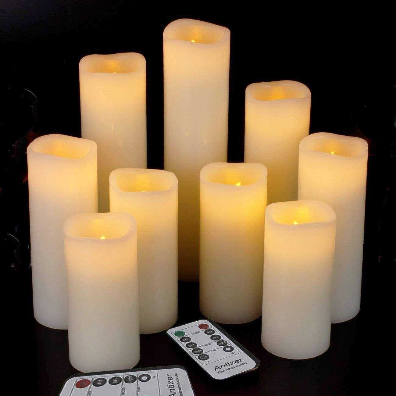Antizer Flameless Candles Led Candles Pack of 9 Ivory Real Wax Battery Candles