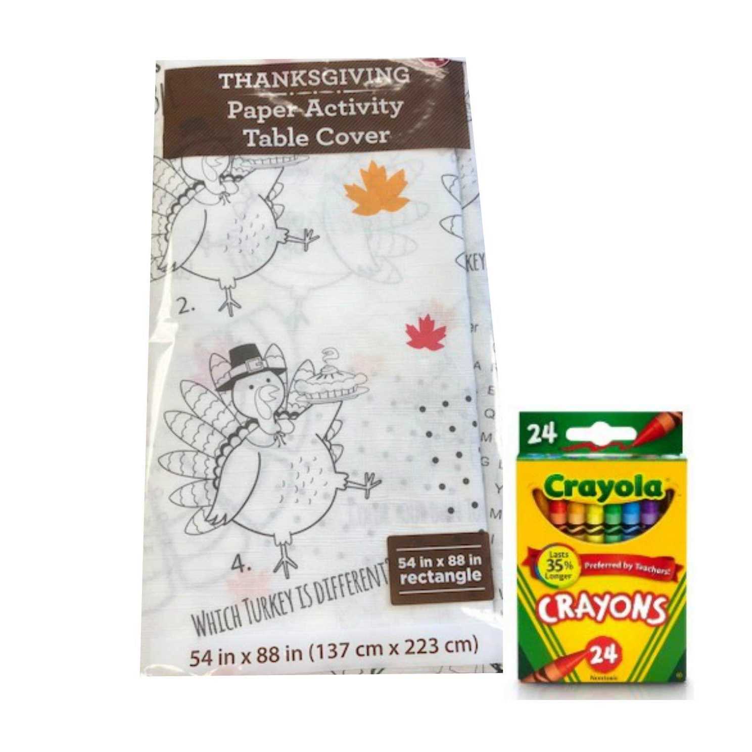 Way to Celebrate Coloring Activity Tablecloth Happy Thanksgiving Bundle