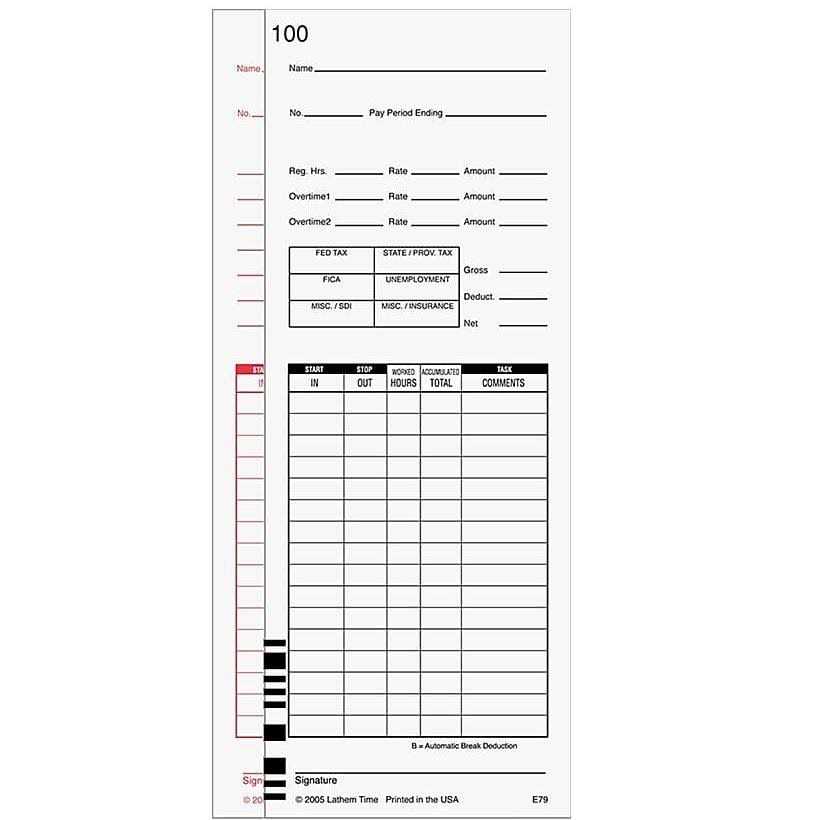Time Clock Cards for Lathem Time 7000E/7500E