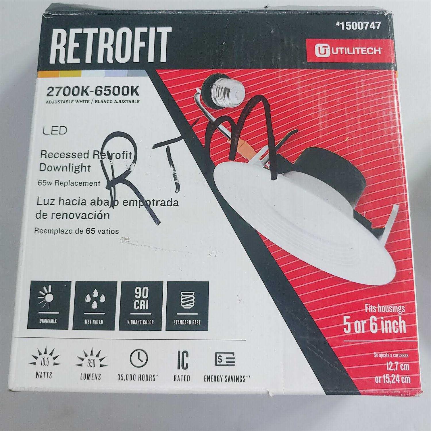 Utilitech Integrated LED 5-6 65w White Round Dimmable Recessed Retrofit Light MQTL1116-L10.5K9027