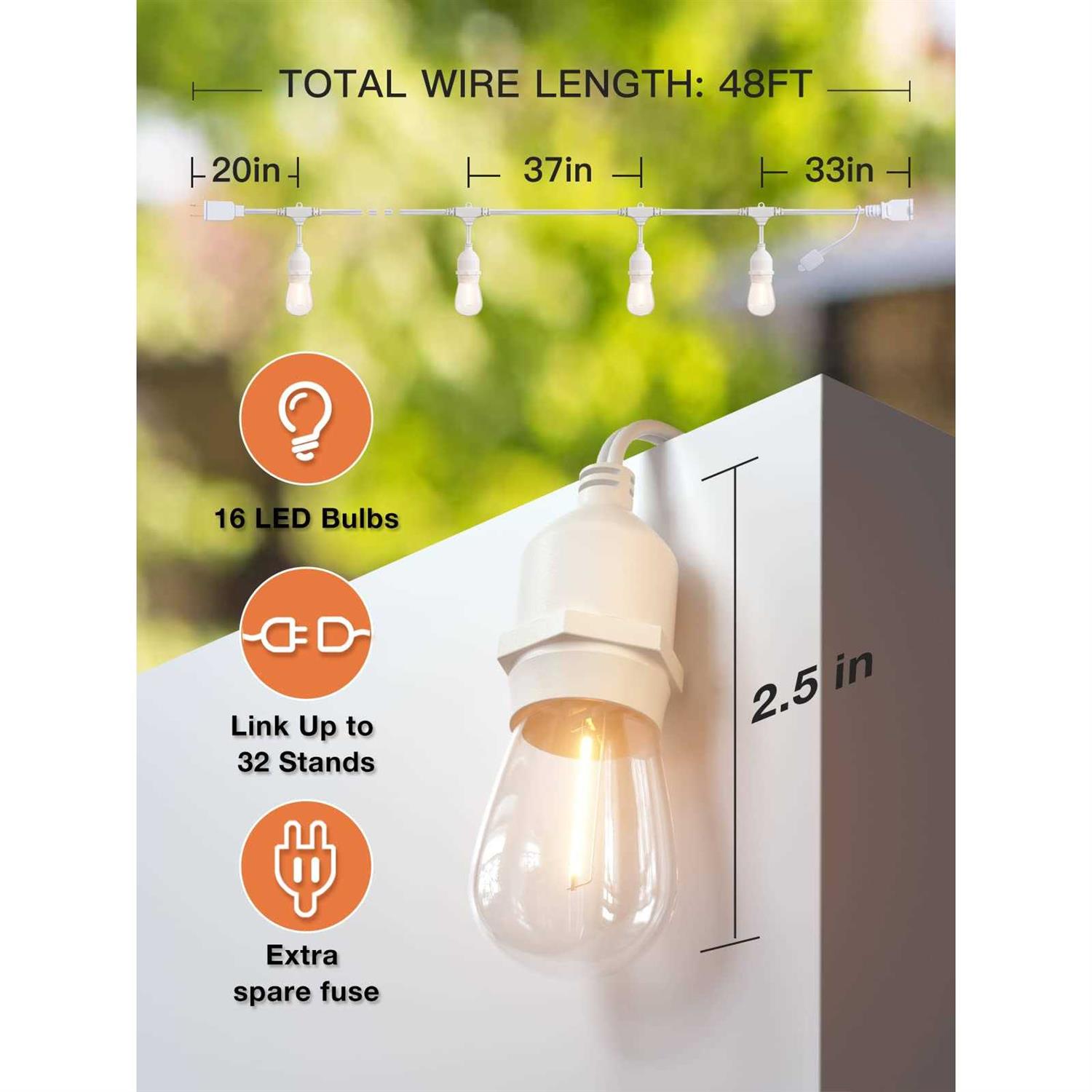 addlon Outdoor String Lights Commercial Grade Weatherproof Strand Edison Vintage Bulbs