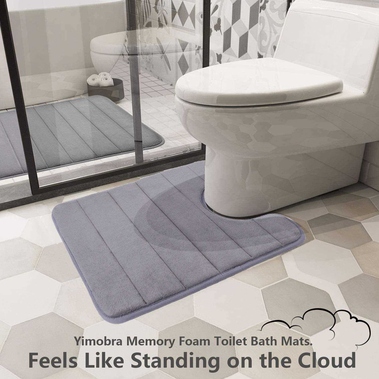 Yimobra Toilet Bath Mat U-Shaped Contour Bathroom Soft and Comfortable