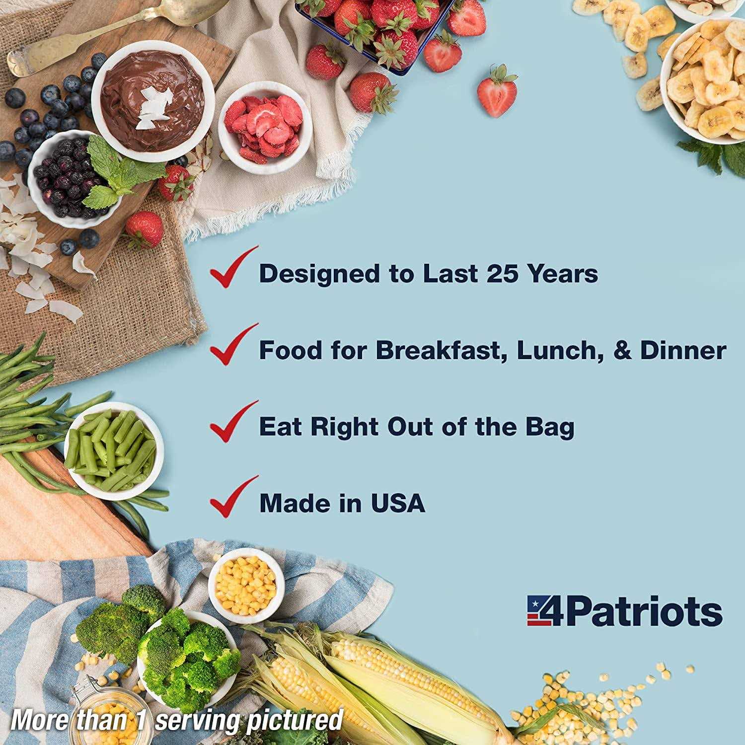 4patriots Fruit Veggie & Snack Emergency Food Supply Survival Kit Perfect for Camping