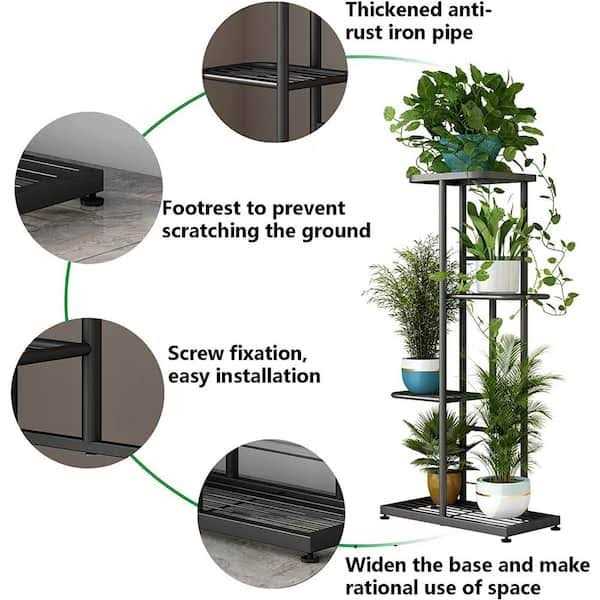 4-Tiers Metal Flower Stand for Living Room Balcony and Garden