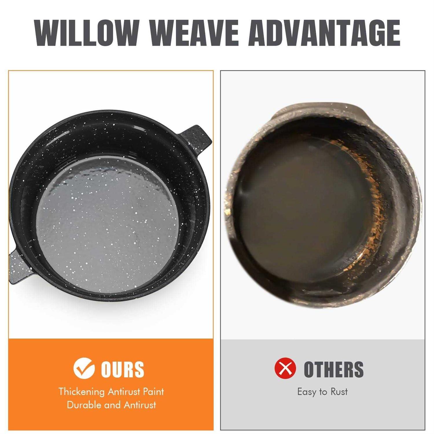 WILLOW WEAVE Wood Stove Steamer 2.5 Quart Cast Iron Steamer with Large Opening Top