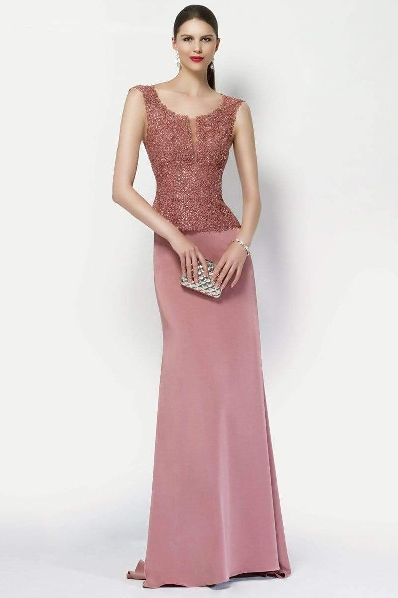 Alyce Paris Cap Sleeve Jeweled Lace Crepe Gown 27105