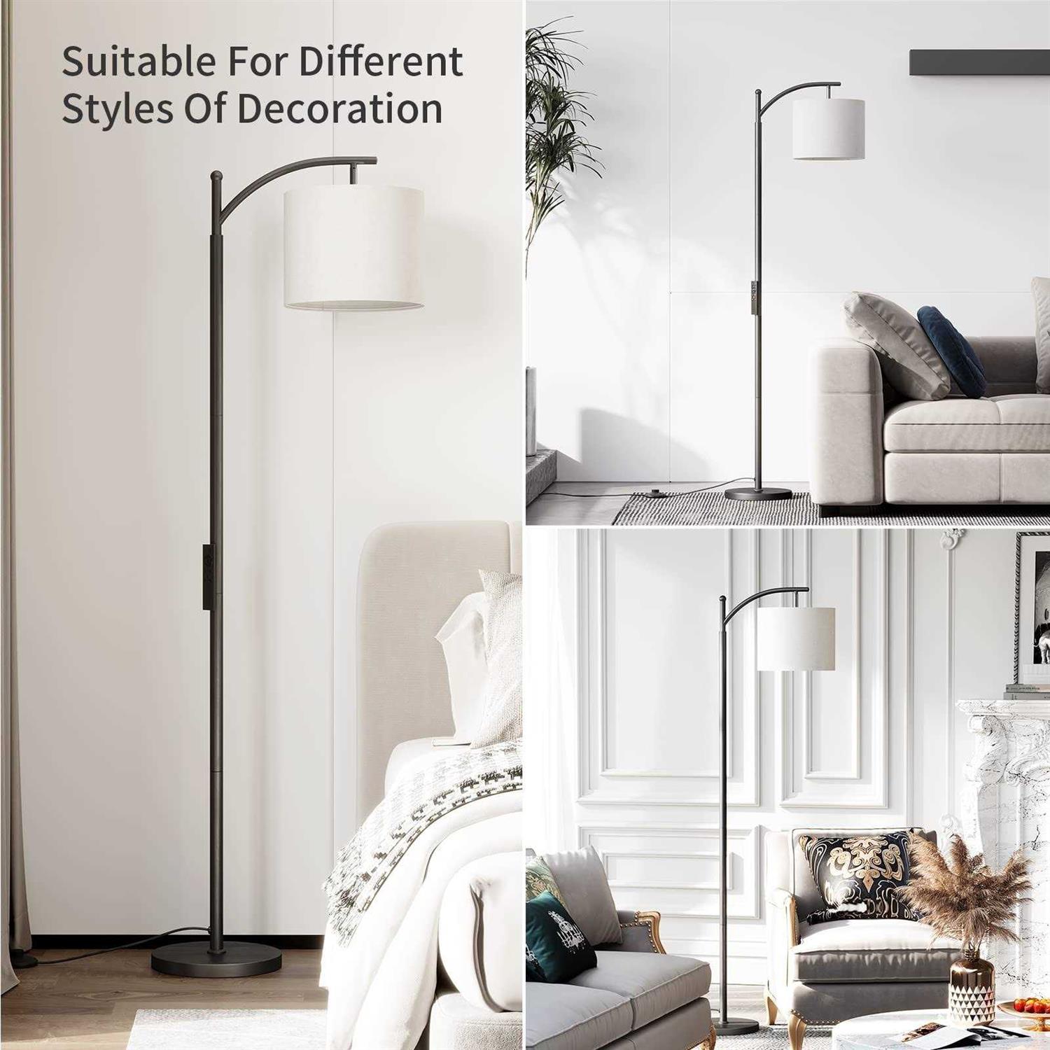 SUNMORY Arc Floor Lamp, Modern Floor Lamp with Romote Control and Stepless Dimmable Bulb