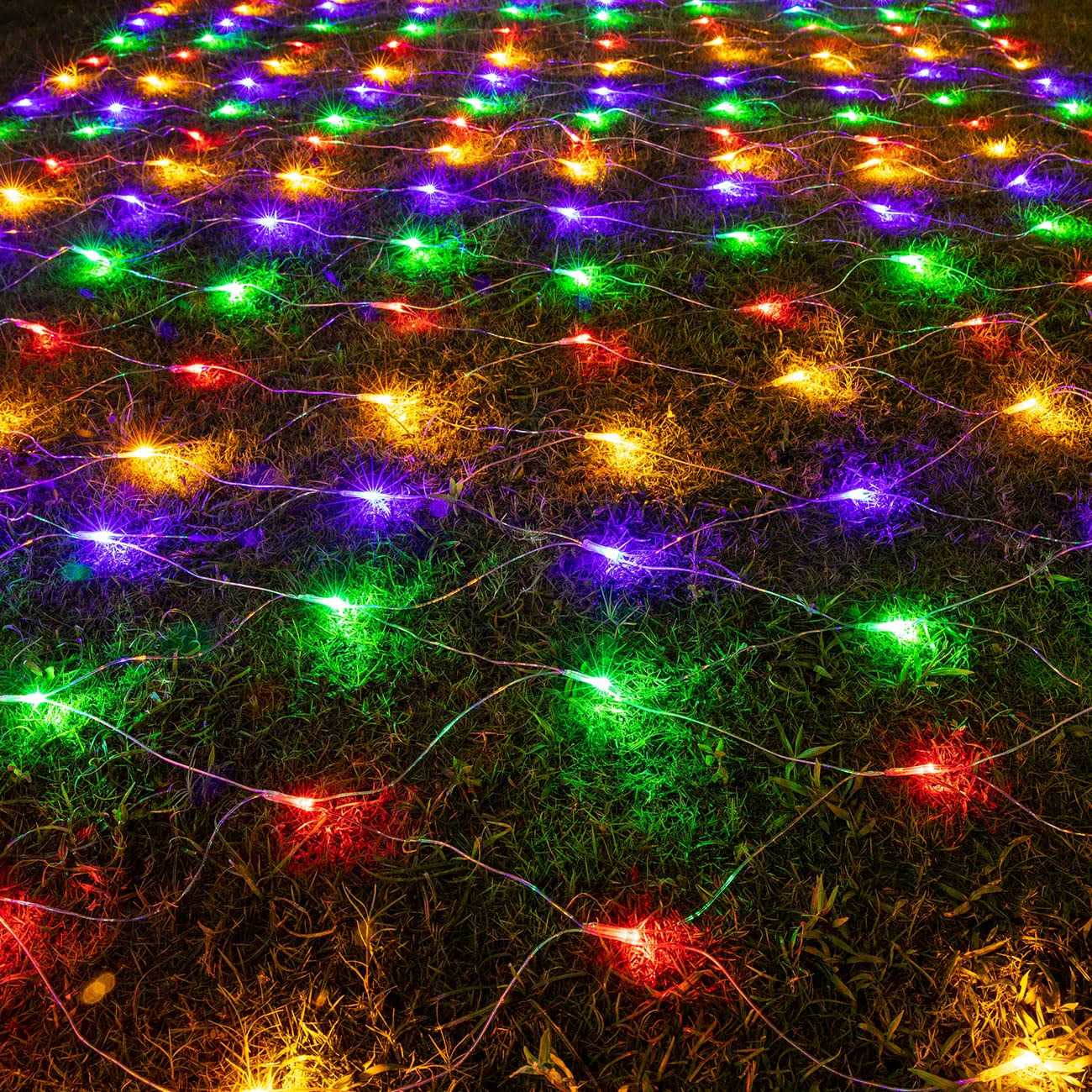 AWQ 360 LED 13.1ft x 6.6ft String Lights Net Mesh Lights Christmas Net Lights 8 Modes for Christmas Wedding Party Home Garden Lawn Bushes Indoor