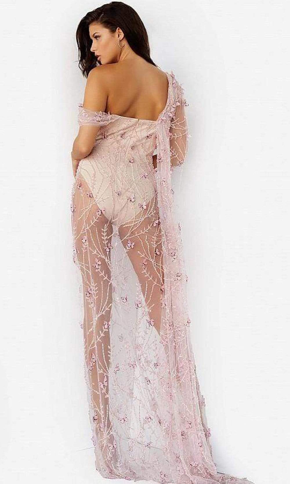 06513 Butterfly Sheer Slit Dress