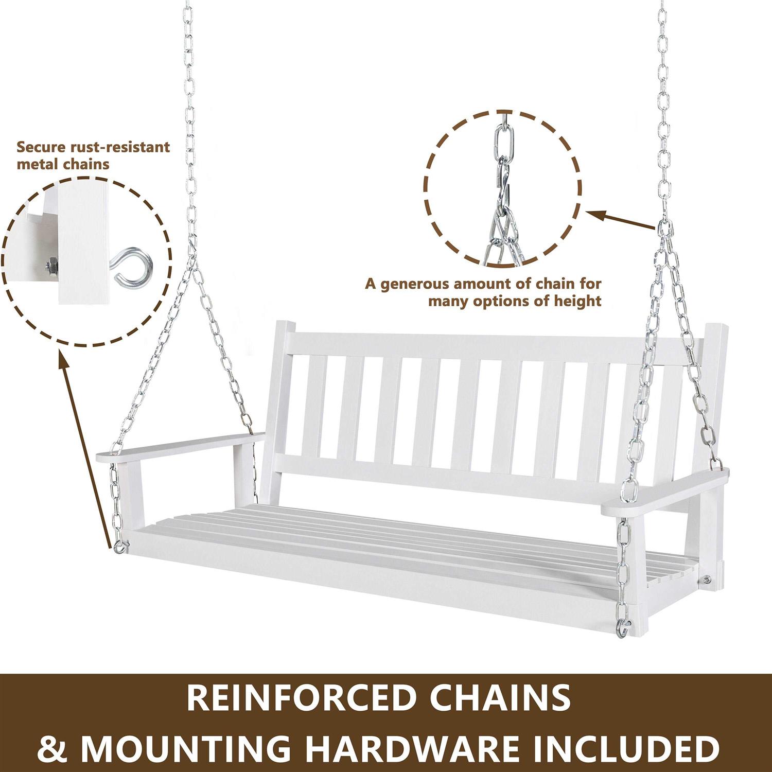 Veikous Outdoor Wood Porch Swing with Chains