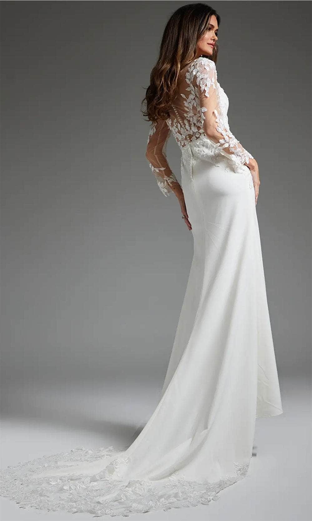 Leaf Appliqued Square Neck Bridal Gown