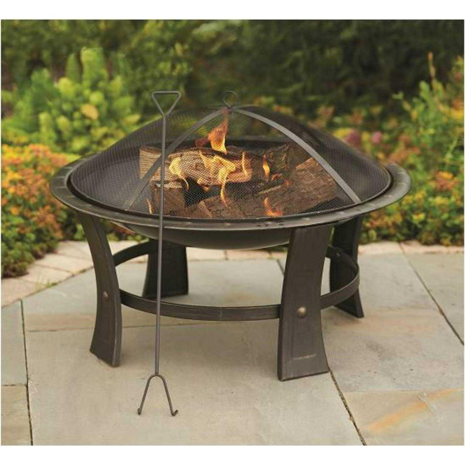 Living Accents 29 in. W Steel Round Wood Fire Pit