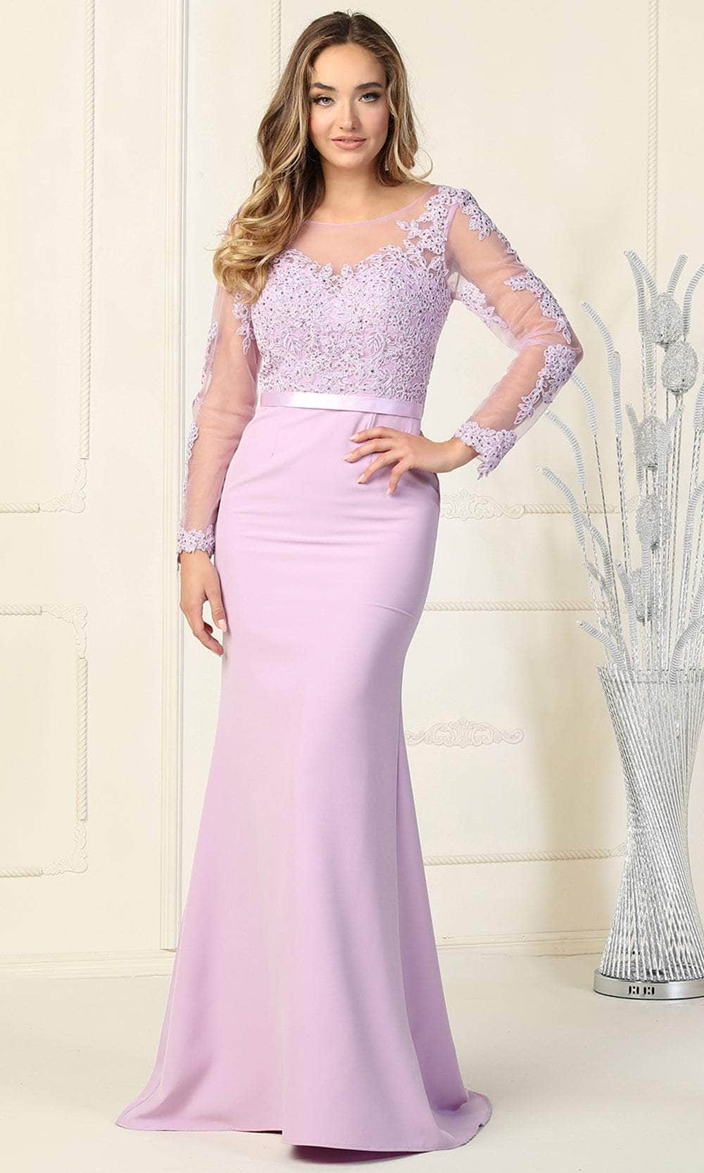 Illusion Bateau Formal Gown