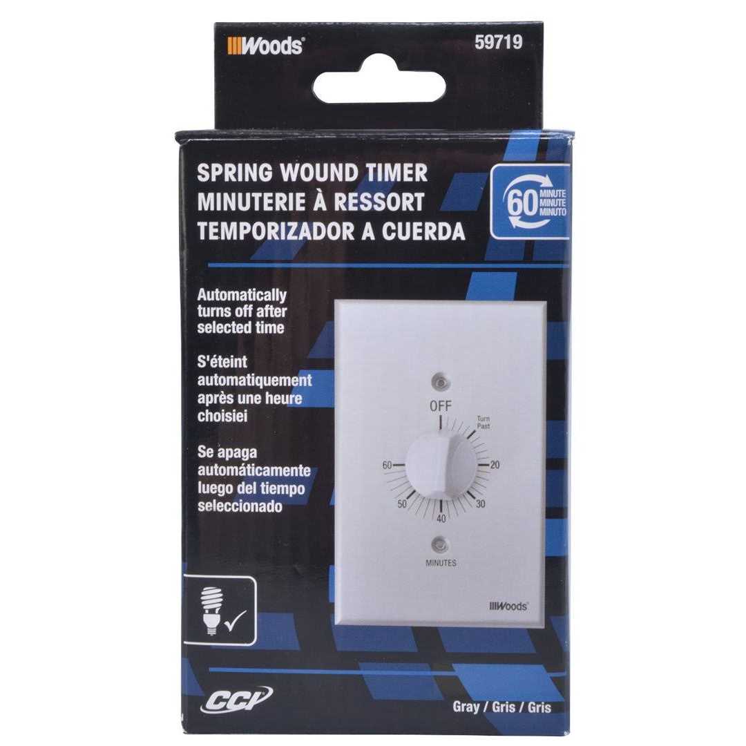 Woods 59719 In Wall 60 Minute Spring Wound Countdown Timer
