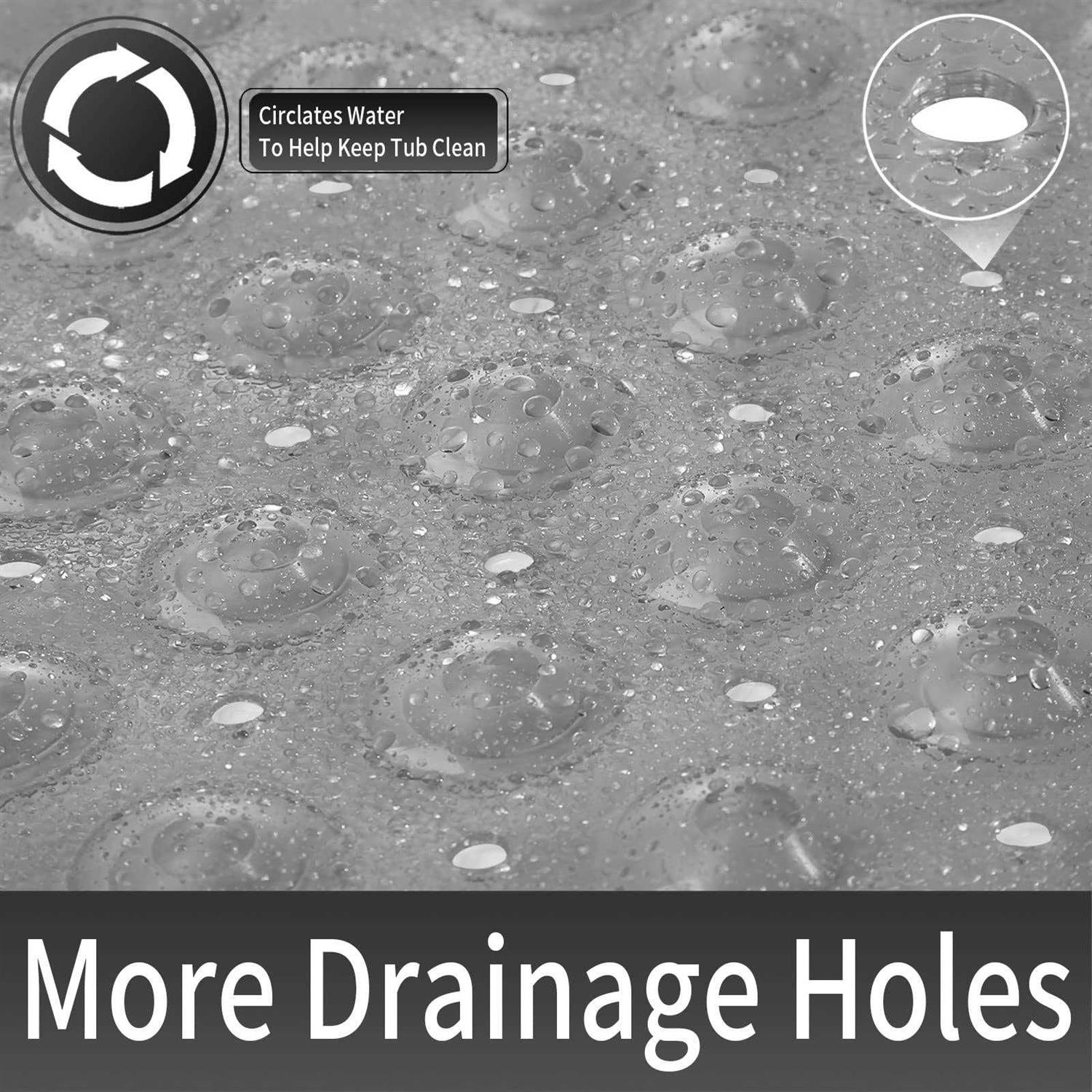 Yimobra Shower Bathtub Mat Non Slip, 21×21 Inch, Soft Square Bath Mat For Tub with Suction Cups and Drain Holes