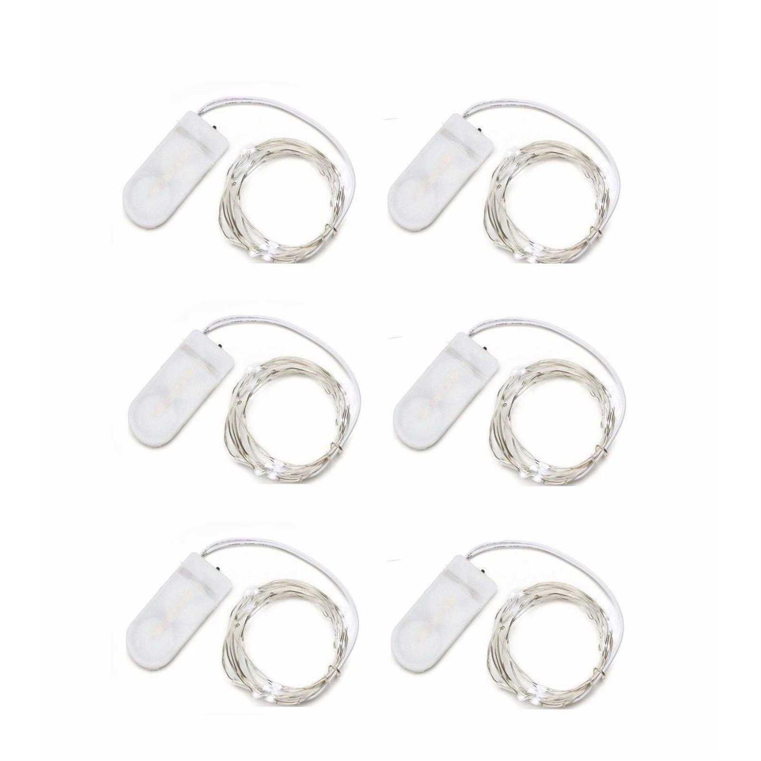 Unido Box Pack of 6 String Starry 20 leds Silver Wire Lights with Battery Box