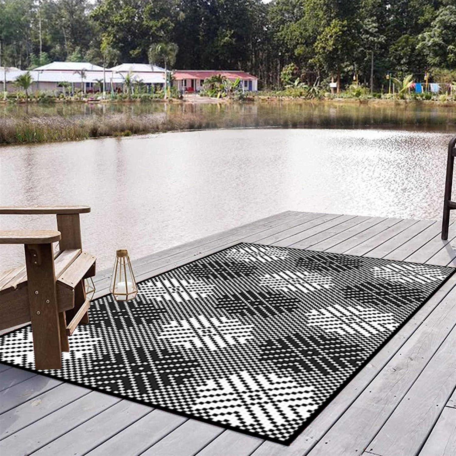 ARSUK Outdoor Rug Mat Indoor Plastic Straw Reversible