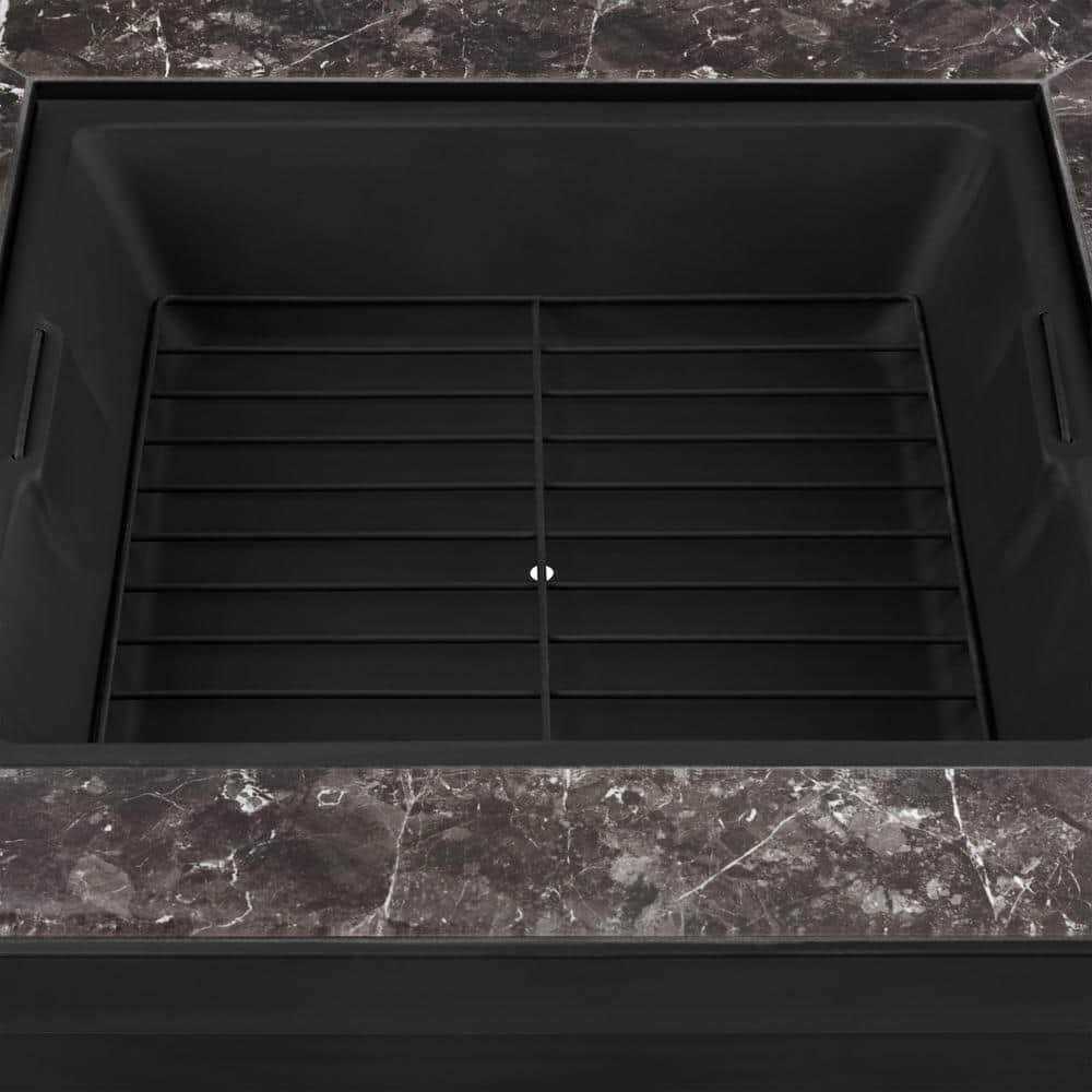 Hampton Bay Stoneham 34 in. x 15.5 in. Square Steel Wood Fire Pit with Tile Top