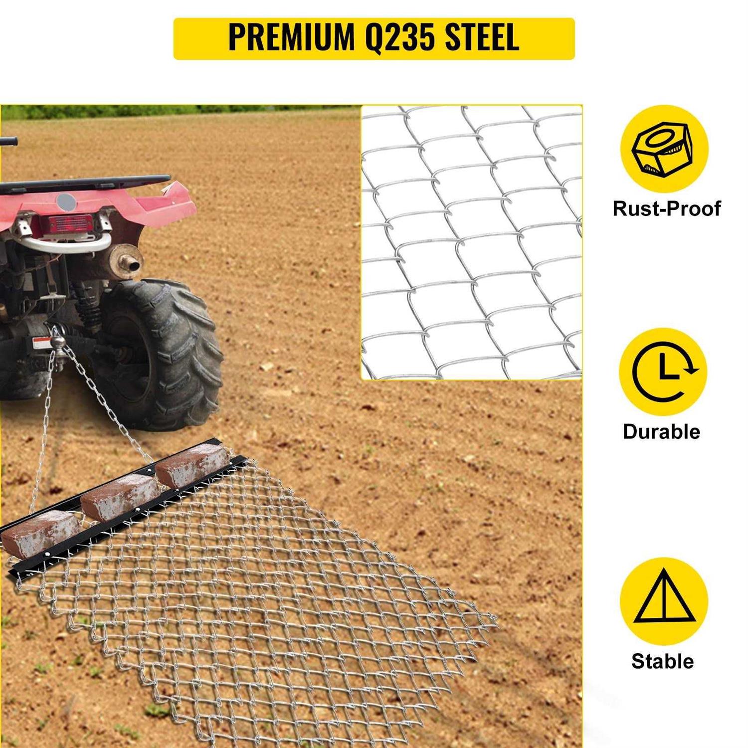 VEVOR 4 x 5 ft ATV Chain UTV Tractor Attachments Drag Mat for Landscape Leveling or Sod Prepping