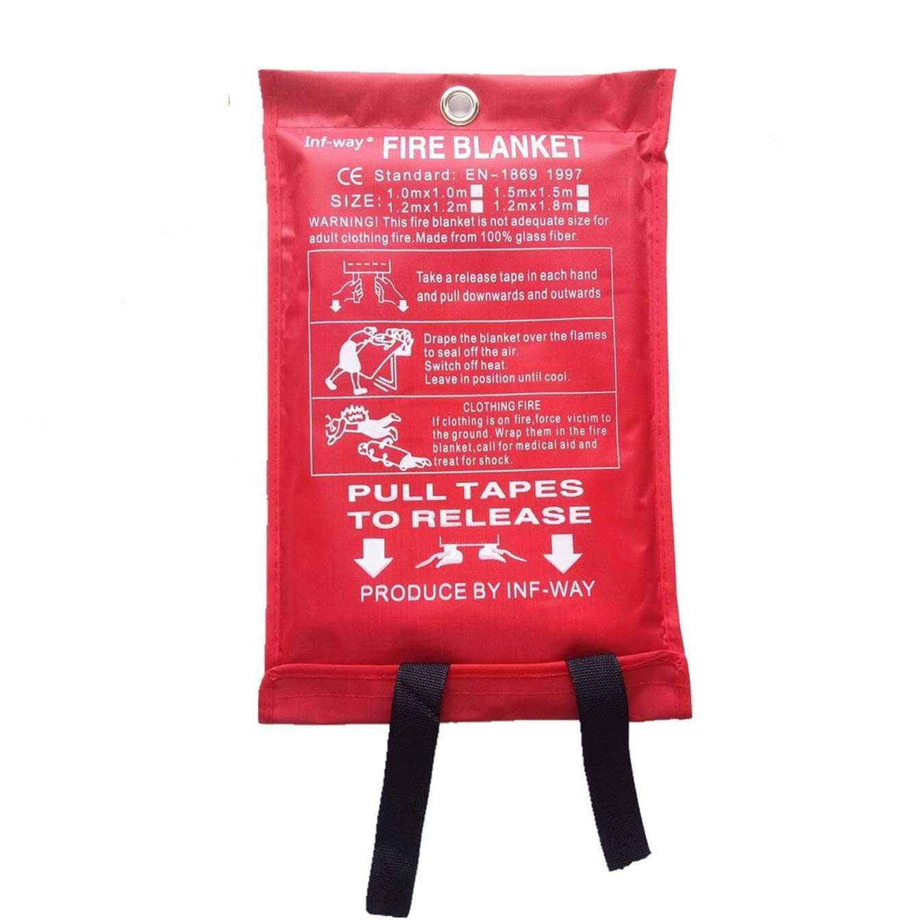 Inf-way Fire Blanket for Home, Fiberglass Fire Suppression Blanket for Kitchen, Flame Retardant Protection and Heat Insulation Emergency Fireproof